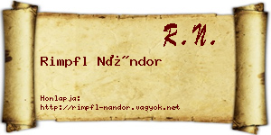 Rimpfl Nándor névjegykártya